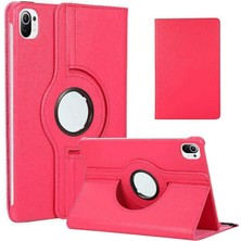 Case 4U Xiaomi Mi Pad 5 Uyku Modlu 360 Derece Dönebilen Standlı Tablet Kılıfı Koyu Pembe