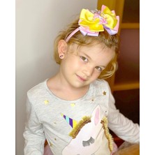 Queen Aksesuar Özel Tasarım Unicorn Saten Lila Pembe Parlak Pullu Lüks Çocuk Tacı