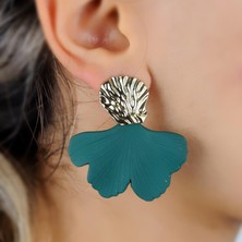 Queen Aksesuar Yeni Trend Moda Altın Renk Zümrüt Yeşil Yelpaze Yaprak Çiçek Sarkıt Küpe