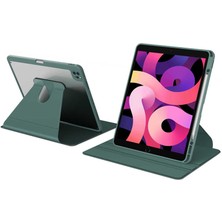 Case 4U Apple iPad Pro 12.9 2021 (5.Nesil) Kalem Bölmeli Nayn 360 Derece Dönebilen Standlı Kılıf Koyu Yeşil