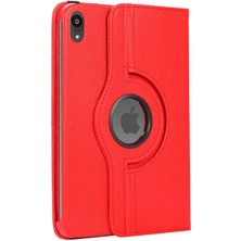 Case 4U Apple iPad Mini 2021 (6.Nesil) Uyku Modlu 360 Derece Dönebilen Standlı Tablet Kılıfı Kırmızı