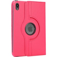 Case 4U Apple iPad Mini 2021 (6.Nesil) Uyku Modlu 360 Derece Dönebilen Standlı Tablet Kılıfı Koyu Pembe