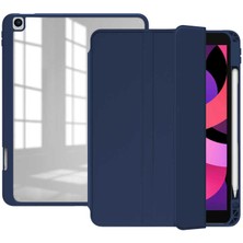 Case 4U Apple iPad 10.2 2021 (9.Nesil) Manyetik Nort Arkası Şeffaf Standlı Kılıf Lacivert