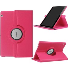 Case 4U Huawei T3 10 inç Uyku Modlu 360 Derece Dönebilen Standlı Tablet Kılıfı Koyu Pembe