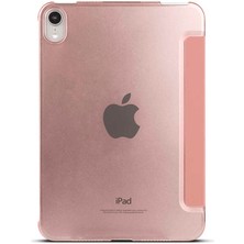 Case 4U Apple iPad Mini 2021 (6.Nesil) Smart Cover Katlanabilir Standlı Tablet Akıllı Kapak Rose Gold