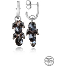 Swarovski Crystal Kadın Oval Salkım Gümüş Küpe