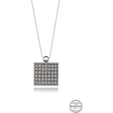 Swarovski Crystal Kadın Kare Gümüş Kolye