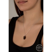 Swarovski Crystal Kadın Green Oval Gümüş Kolye