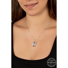 Swarovski Crystal Kadın Baget Gümüş Kolye