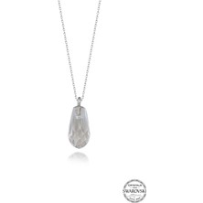 Swarovski Crystal Kadın Metal Drop Gümüş Kolye