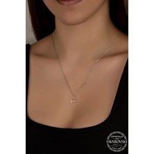 Swarovski Crystal Kadın Metal Drop Gümüş Kolye