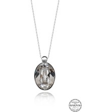 Swarovski Crystal Kadın Oval Gümüş Kolye