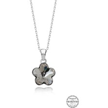 Swarovski Crystal Kadın Beyaz Papatya Gümüş Kolye