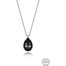 Swarovski Crystal Kadın Black Diamond Damla Gümüş Kolye