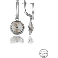 Swarovski Crystal Kadın Beyaz Sallantılı Gümüş Küpe