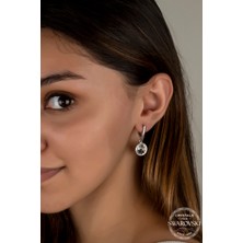 Swarovski Crystal Kadın Beyaz Sallantılı Gümüş Küpe