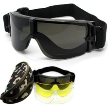 Profisher Taktikal Kayak ve Sürüş Gözlüğü 3 Farklı Değiştirilebilir Lensli Anti-Sis