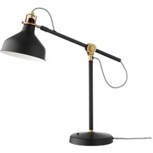 IKEA Çalışma Lambası, Siyah Renk Gold Detay 19 cm Metal Masa Lambası