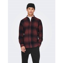 Only & Sons Erkek Gömlek Bordo 22022446  Onssoll Ls Check