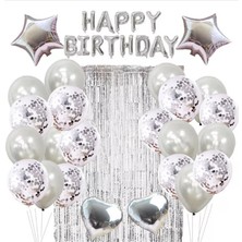 Çıtı Pıtı Store Doğum Günü Afiş Yıldız Kalp Folyo Balonlar