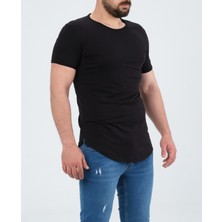 The One Erkek Pis Yaka Oval Kesim Pamuklu Slimfit Basic T-Shirt
