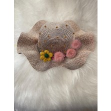 Gönülden Tasarım 20X31 cm Tasarım 3 Boyutlu Şapka Gül ve Ponponlu Aplike Yama Arma Nakış