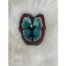 Gönülden Tasarım 8x7 cm Tasarım Kelebek Pul Payetli  Aplike Yama Arma Nakış