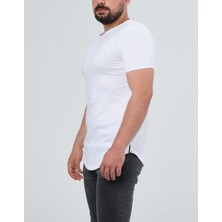 The One Erkek Pis Yaka Oval Kesim Pamuklu Slimfit Basic T-Shirt
