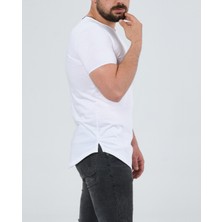 The One Erkek Pis Yaka Oval Kesim Pamuklu Slimfit Basic T-Shirt