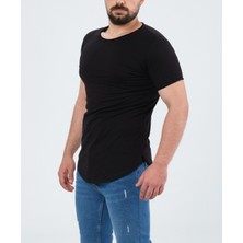 The One Erkek Pis Yaka Oval Kesim Pamuklu Slimfit Basic T-Shirt