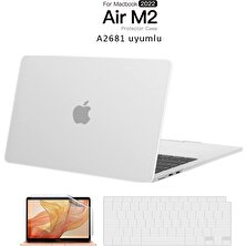 TEKNETSTORE Macbook Air 13.6 Inç M2 Çip A2681 Tam Uyumlu Alt Üst Kılıf + Klavye Kılıfı + Ekran Koruyucu Film