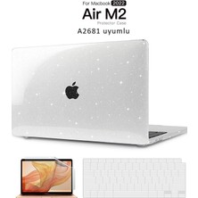 TEKNETSTORE Macbook Air 13.6 Inç M2 Çip A2681 Tam Uyumlu Alt Üst Kılıf + Klavye Kılıfı + Ekran Koruyucu Film