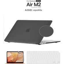 TEKNETSTORE Macbook Air 13.6 Inç M2 Çip A2681 Tam Uyumlu Alt Üst Kılıf + Klavye Kılıfı + Ekran Koruyucu Film