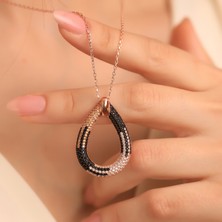 Ravza Gümüş 925 Ayar Gümüş Leopar Desenli Damla Kolye