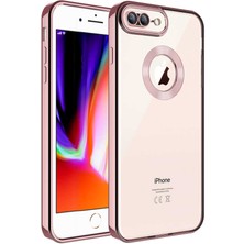 noktaks - Apple iPhone 8 Plus - Kılıf Kamera Korumalı Logo Gösteren Omega Kapak - Rose Gold