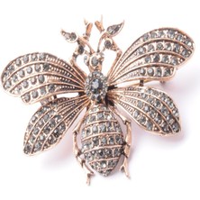PIERPARIS Broş Fıgurlu Otantık Desenli Bronz Kristal Taşli