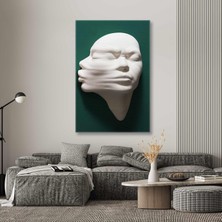 SML Tablo Duvardan Çıkan Alçı Görünümlü Heykel Öpüşen Romantik Çift Erkek Kanvas Tablo