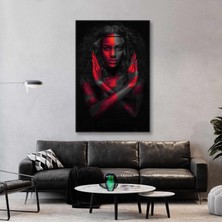 SML Tablo Kırmızı ve Siyah Beyaz Asi Amazon Kadın Dekoratif Kanvas Tablo
