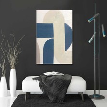 SML Tablo Mavi ve Bej Boya Izleri Plaster Art Görünümlü Kanvas Tablo