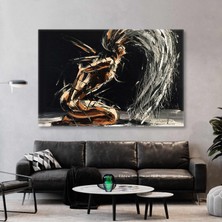 SML Tablo Saçlarını Savuran Soyut Kadın Imgesi Boya Izleri Sanatsal Kanvas Tablo