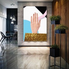 SML Tablo Renkli Tırnaklar Nail Art Gold Geometrik Şekiller Dekorasyon Kanvas Tablo