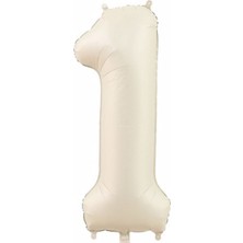Parti Station Rakam Folyo Balon Krem Renk Rakam Balon Yaş Balon 76 cm Sayı Balon Uçan Balon Helyum Balon