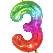 Parti Station Rakam Folyo Balon Gökkuşağı Rakam Balon Renkli Yaş Balon 76 cm Sayı Balon Uçan Balon Helyum Balon