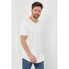 Tarz Cool Erkek Kırık Beyaz Pis Yaka Salaş T-SHIRT-TCPS001R56S
