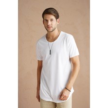 Tarz Cool Erkek Kırık Beyaz Pis Yaka Salaş T-SHIRT-TCPS001R56S