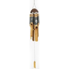 Boho Bazzar El Yapımı Bambu ve Coconat Başlıklı, Gezegenli Rüzgar Çanı 60 cm