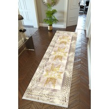 10 Post Online  yolluk Koridor Altın Gold Dijital Baskı Kaymaz Yuvarlak Oval Kesme Ince Yıkanabilir Halı