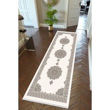 10 Post Online  yolluk Koridor Ekru Dijital Baskı Kaymaz Yuvarlak Oval Kesme Ince Yıkanabilir Halı