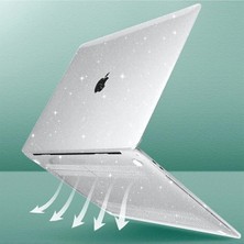 Nezih Case apple Macbook Air 13.6 Inç 2022 M2 Çip A2681 Uyumlu Simli Parlak Crystal 360 Derece Korumalı Kapak