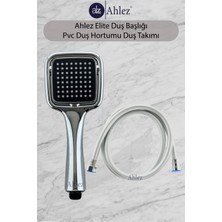 Ahlez Elite Kare Duş Başlığı + Pvc Duş Hortumu Duş Takımı Duş Seti
